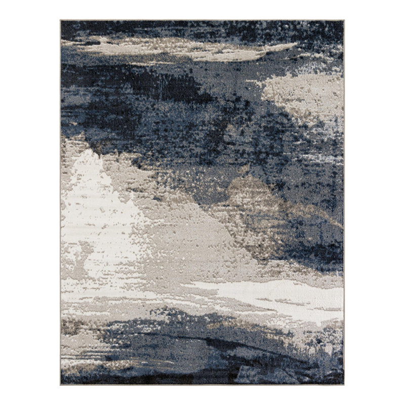 Tapis Ivy Bronx Glomma Nathanyl bleu, Rectangle 7 pi 10 po x 10 pi