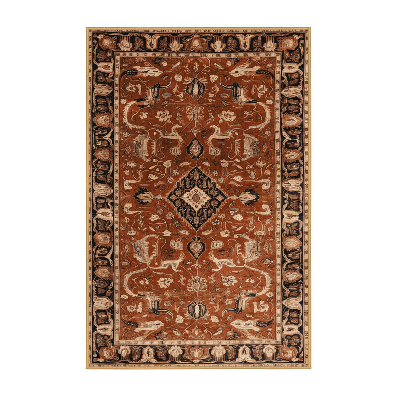 Machine Washable Persian Brown Area Rug, Rectangle 2' x 3'