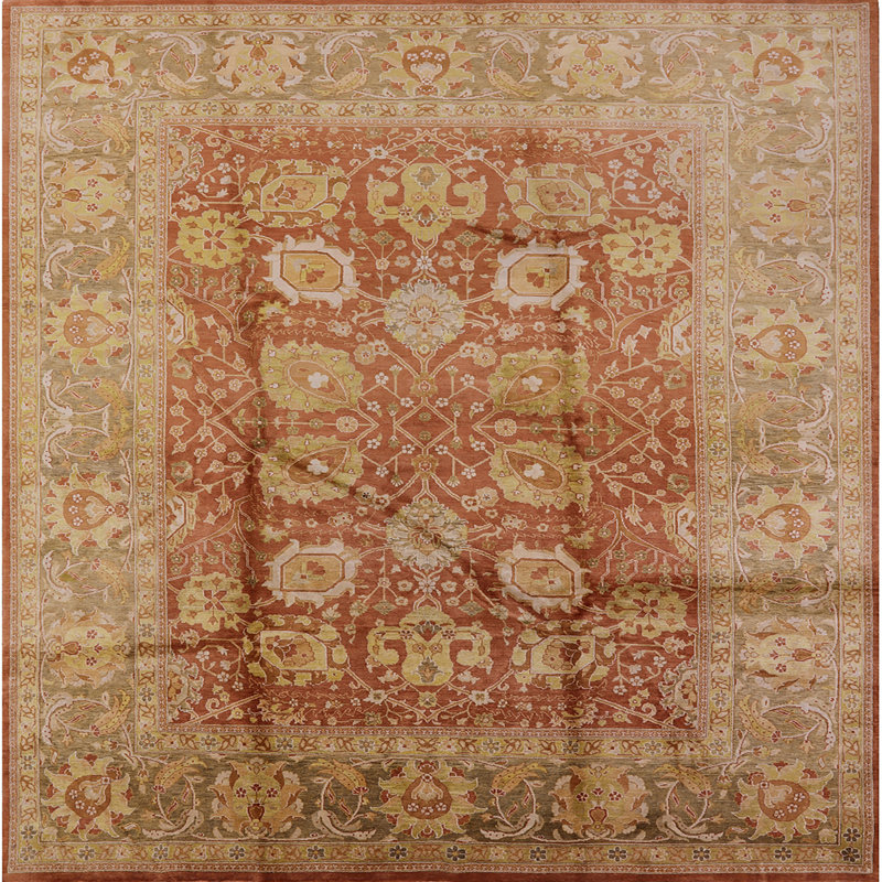 Tapis oriental rouge / jaune Narragansett, Tapis de couloir 2 pi x 5 pi