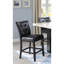 Chaise de salle à manger à hauteur de comptoir 2 pièces, similicuir noir, assise coussinée, structure en bois, chaises de style moderne avec