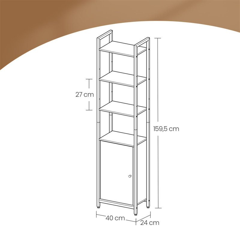 159.5cm H x 40cm W Metal Standard Bookcase