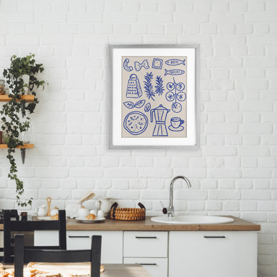 Pasta & Espresso Simplicity Framed Print Under Glass, design by Camila Juncos