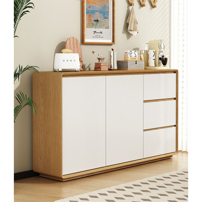 Modern Simple Solid Wood Sideboard, Burlywood/White, 31.49" H x 47.24" W x 15.75" D