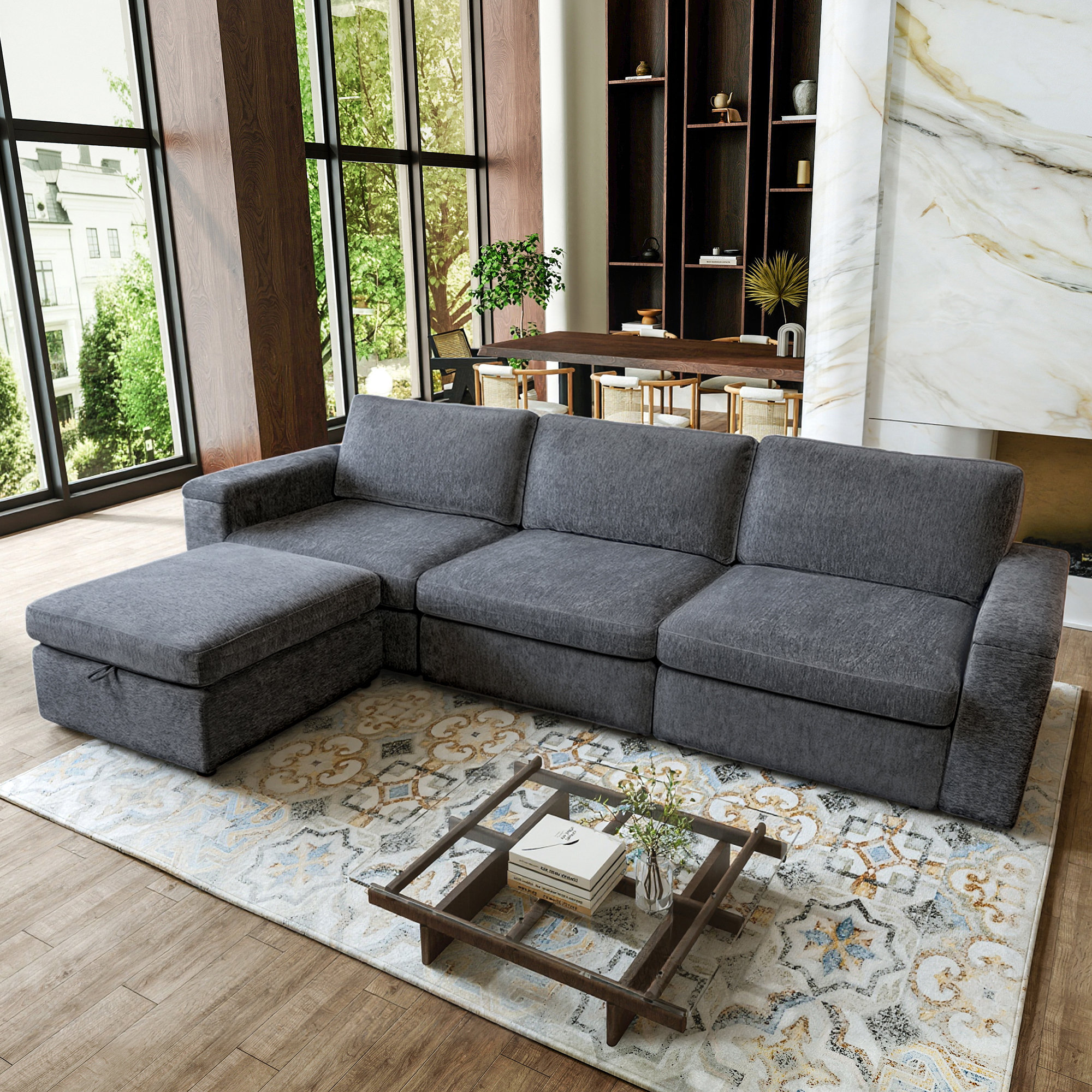 Latitude Run® 118" Luxury Oversized Modular Sectional Sofa With Ottoman ...
