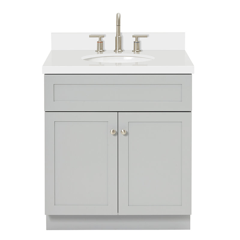 Ensemble de meuble-lavabo simple 31 po avec miroir Abell, Gris