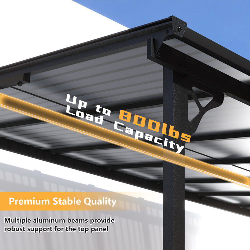 12 Ft. W x 10 Ft. D Outdoor Metal Pergola with Sloped Roof Patio Gazebo for Backyard, Black, 12 Ft. W x 10 Ft. D