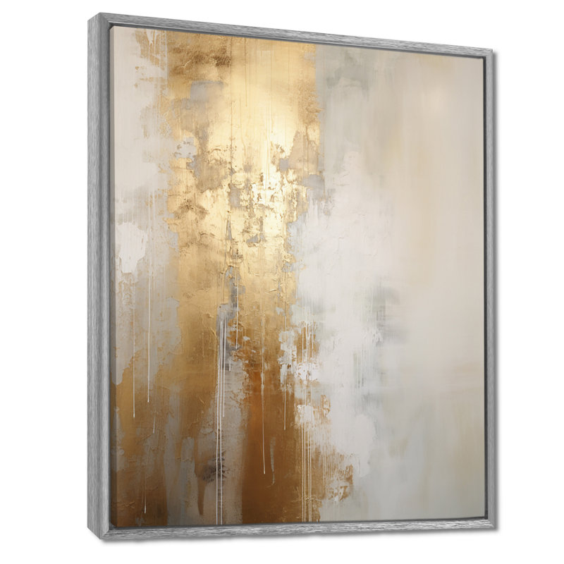 Art mural minimal, rivière et abstrait beige IV - aurores boréales, H 32 po x l 24 po, Reproduction avec cadre flottant