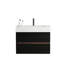 Meuble-lavabo mural 30 po avec lavabo en quartz d'ingénierie et tiroirs noirs doux, meuble-lavabo mural flottant pour salle de bain moderne, une pièce blanc brillant
 Bassin, KD
