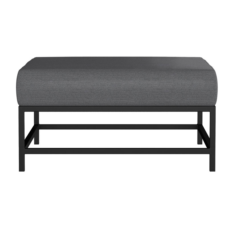 Delano Outdoor Ottoman, Cast Slate Sunbrella® Plainweave, Tex Black
