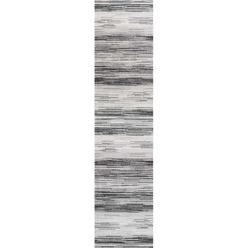 Orellana Gradient Striped Gray/Black Rug, Runner 2' x 8'