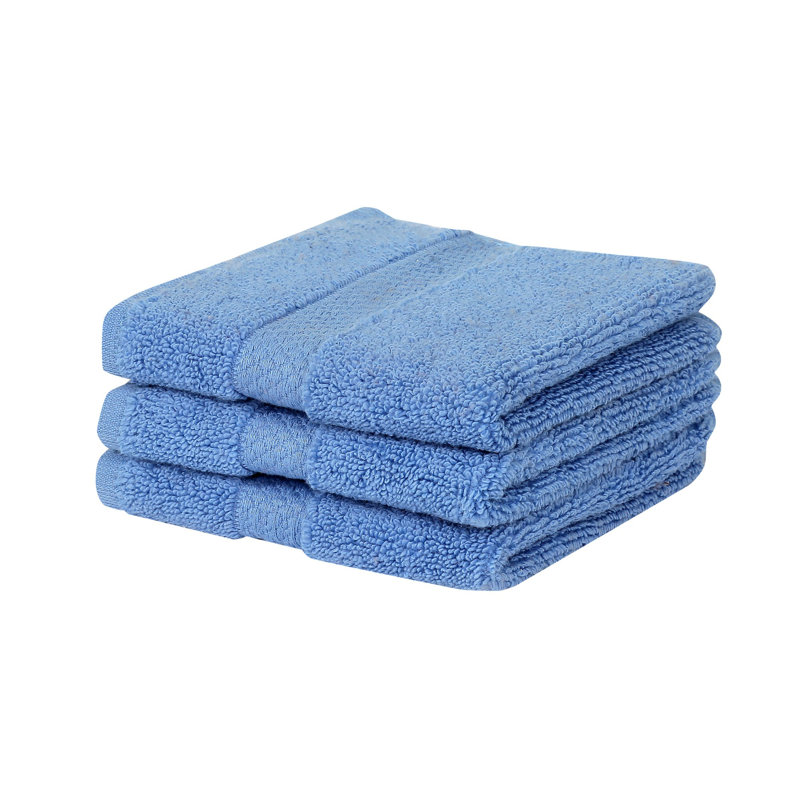Ensemble de débarbouillettes 100% coton Splash zéro, débarbouillettes et débarbouillettes en coton doux absorbant 550 g / m² pour salle de bain, spa et usage quotidien, certifié OEKO-TEX, paquet de 3, bleu foncé