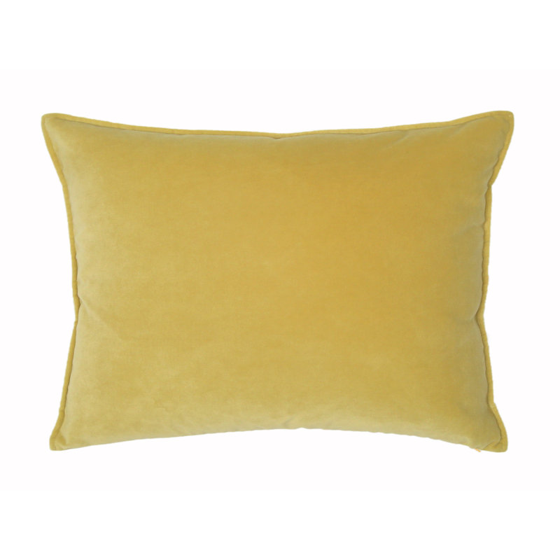 Franklin Washable Velvet Square Pillow Cover & Insert , Tumeric, 16"H x 30"W