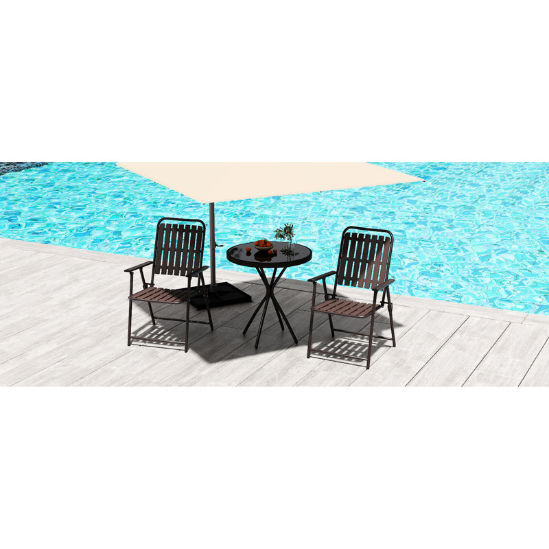 2 chaises pliantes et une table en verre, 350 lb de soutien, protection, installation rapide pour balcon, capacité de petit jardin, confort respirant, utilisation à l'extérieur du patio
