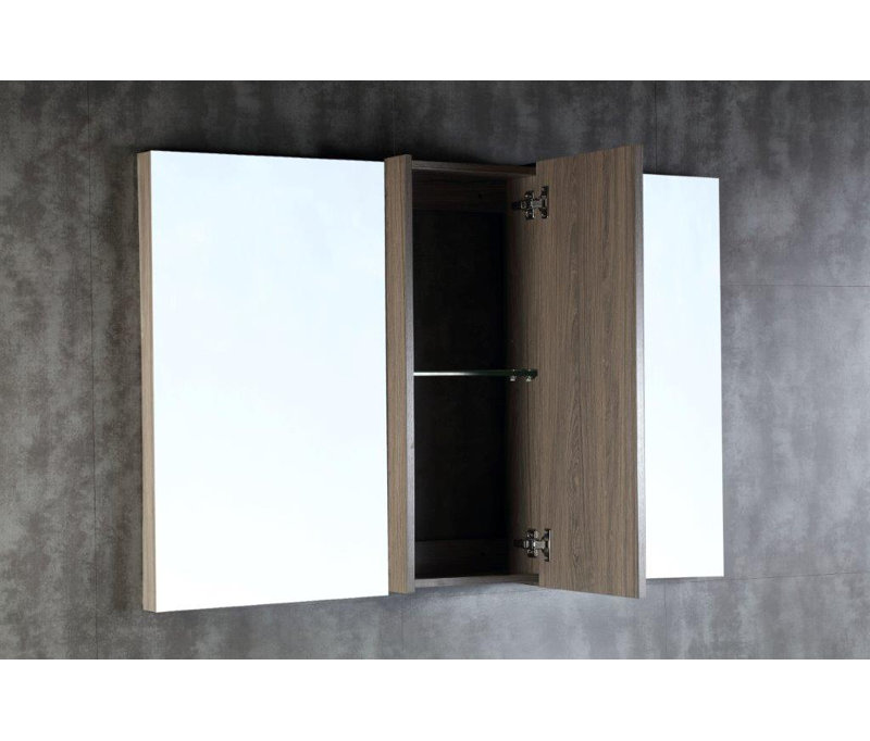 Ludington 48'' W 31.5'' H Surface Frameless Medicine Cabinet with Mirror and 1 Fixed Shelf