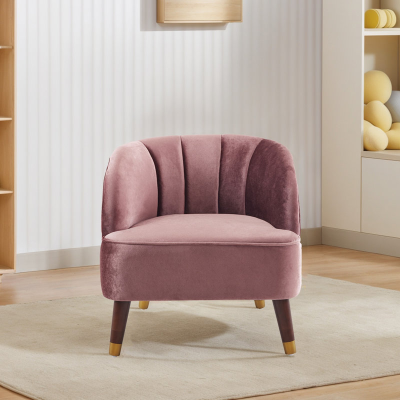 Fauteuil d'appoint à accoudoirs encastrés en polyester 27,98 po, 100 % polyester ROSÉ