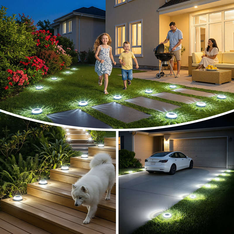 Solar Ground Lights Outdoor, Solar Powered Pathway Lights Ip67 Waterproof Anti Glare Diamond Solar Garden Lights Landscape Lighting For Patio Yard Deck Walkway