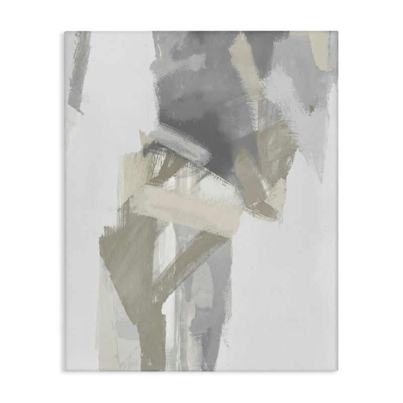 Élégante toile striée grise et beige, design par Rachel Springer, H 20 po x l 16 po