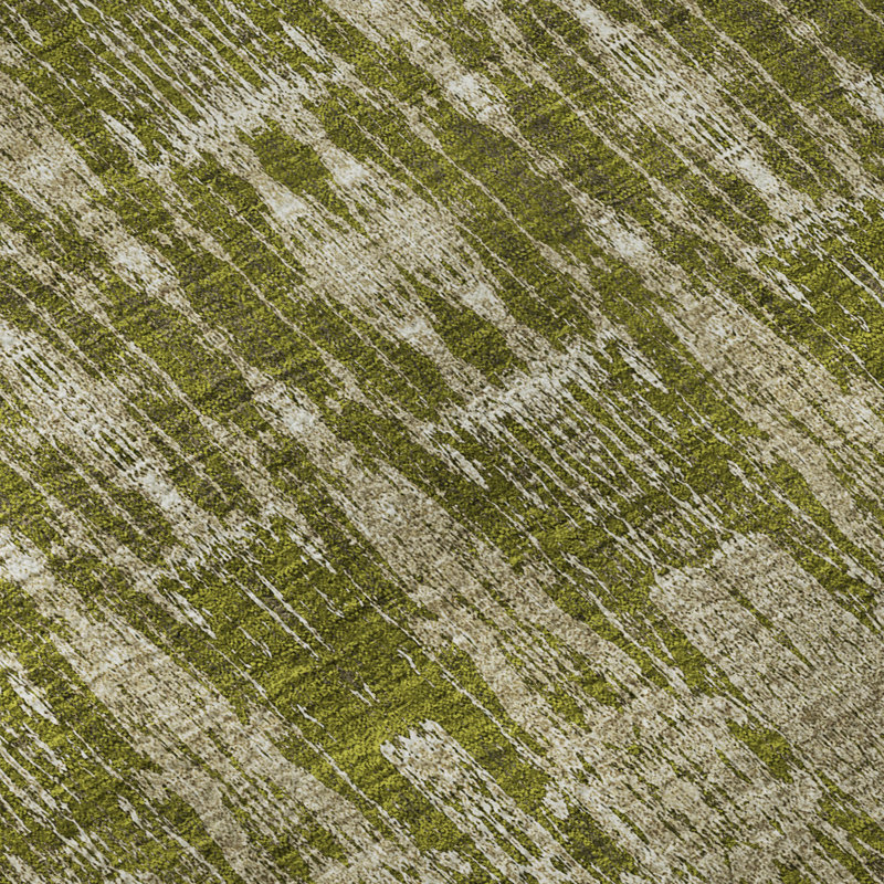 Premium Machine Washable Cerrito AMF580 Olive, Runner 2'3" x 7'6"
