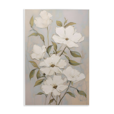 Pearly White Flowers Wall Plaque Art by Petals Prints Design