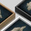 Œuvre de décoration murale minimaliste de tons bicolores bleu marine foncé 2-98126416-98126418