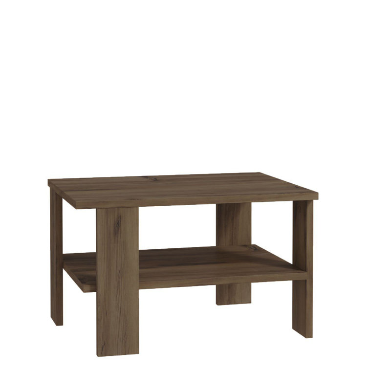 Rustic Coffee Table with Wall-Mount Option, Antique Walnut Finish, 23.6 x 14.6 x 14.6 inches | 100% Melamine Coated Particle Board, 0.71 inches Thick | Features Multiple Shelves, Stylish and Functional Design for Living Room
