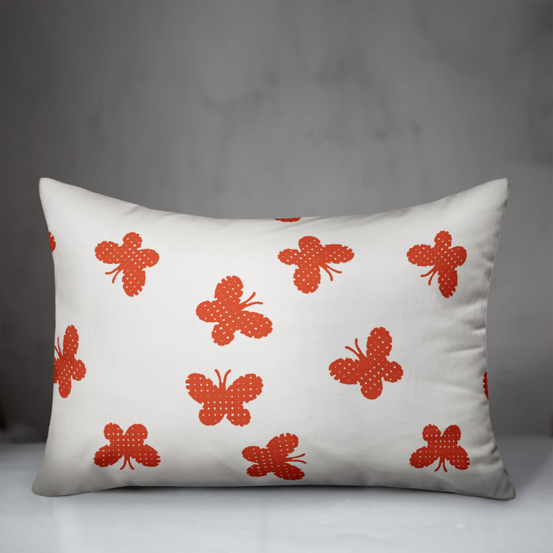 Butterfly Reversible Throw Pillow, Red/Whitwe