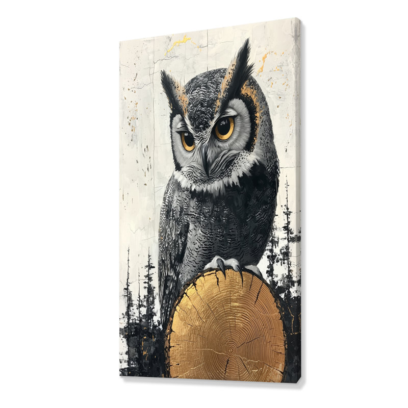 «Gilia Owl Into Onyx Stone Forest Landscape I», art mural hibou, H 60 po x l 28 po, Toile tendue, Ne s’applique pas