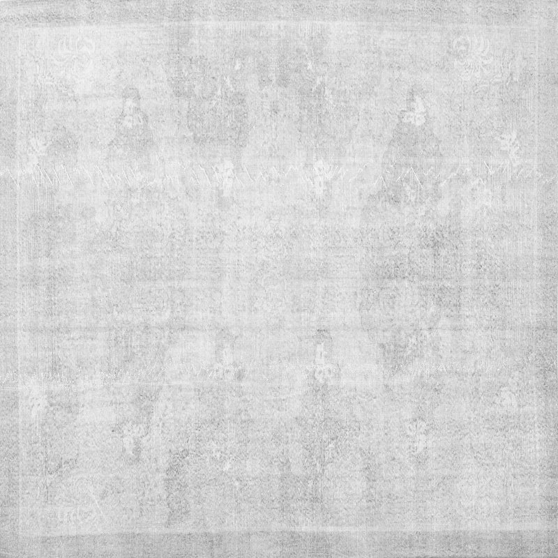 Tapis gris en polyester tissé à la machine Evoy, Carré 3 pi