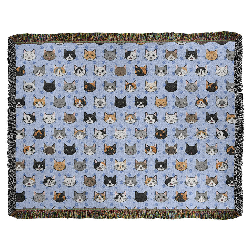 Couverture en coton tissé pour chat Katelyn Elizabeth Kitty, l 37 po x L 52 po, Bleu