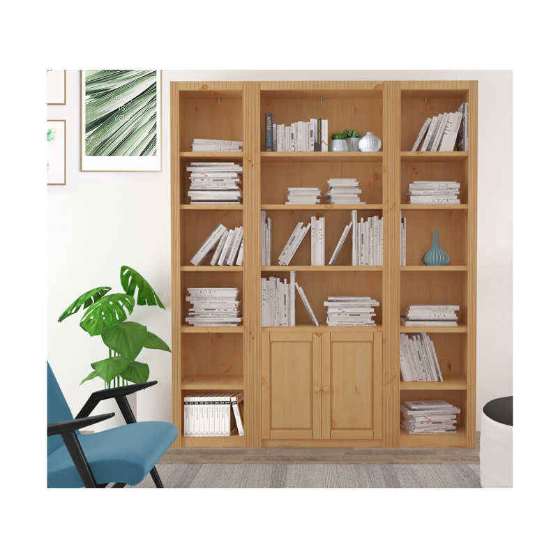 Elona 213cm H x 177.4cm W Library Bookcase, Stain Wax