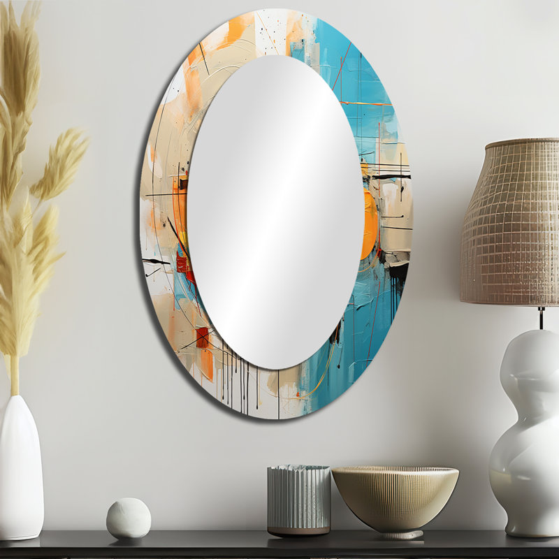 Miroir mural abstrait moderne abstrait orange Chromatics III, 36 po x 24 po