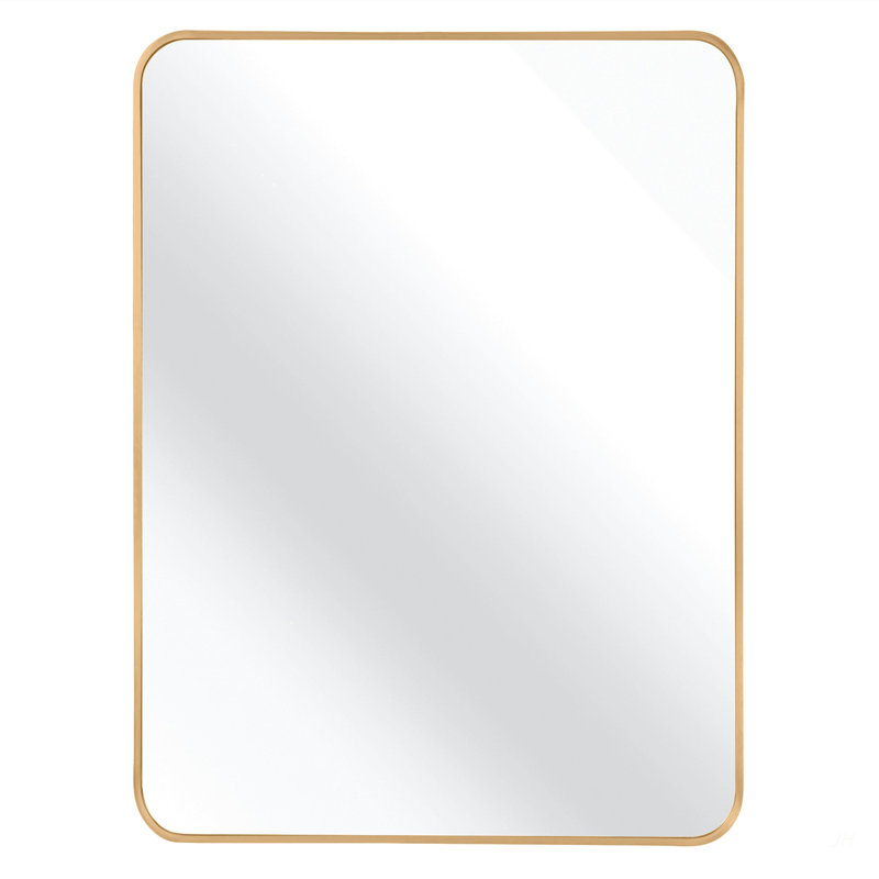 Miroir de salle de bain 30 po x 40 po en métal durable, facile à installer et incassable pour les espaces modernes, Doré