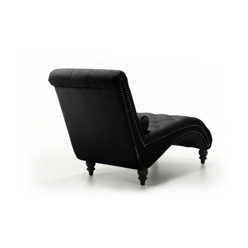 Chaise longue rembourrée Holcroft, Velours noir