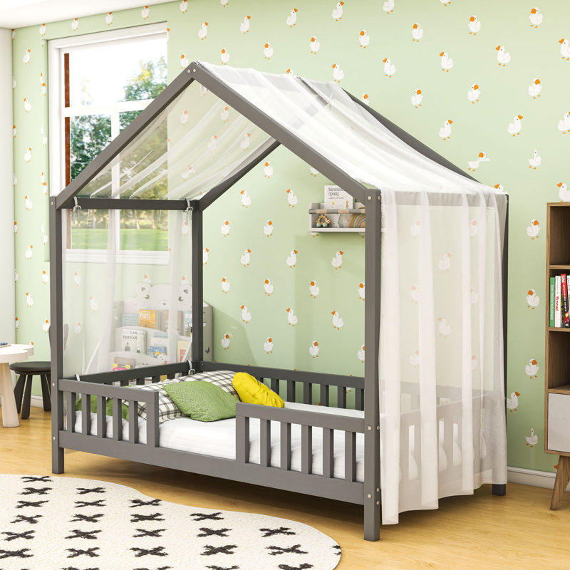 Wood Floor Bed with Canopy, Twin