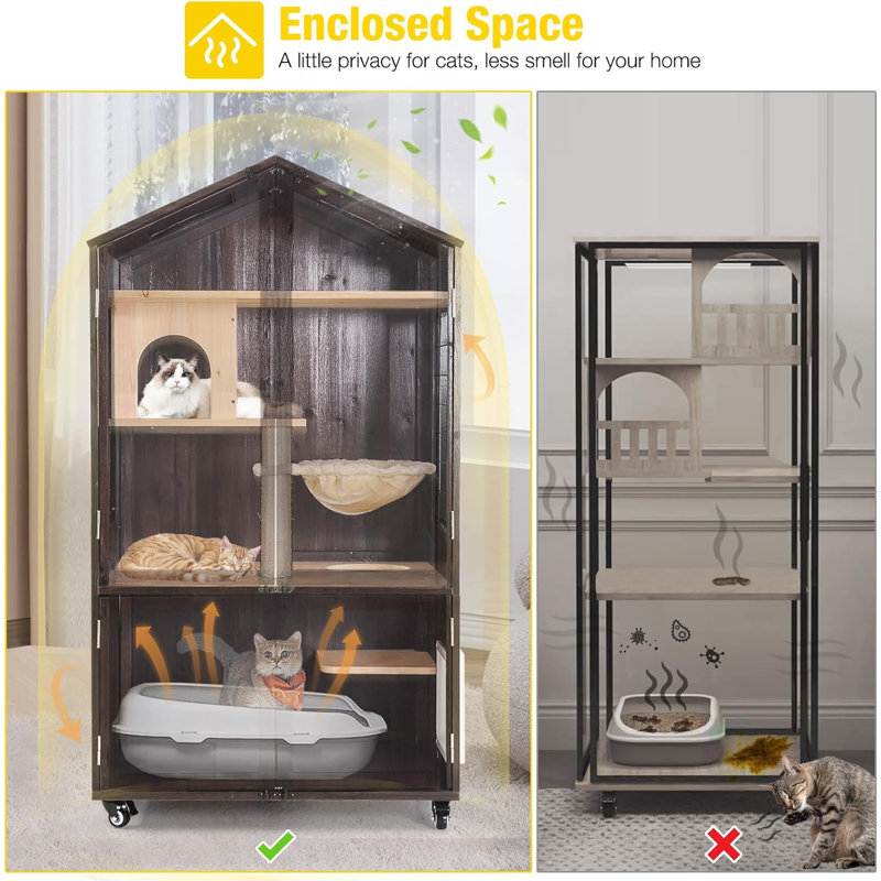 Solid Wood Litter Box Enclosure