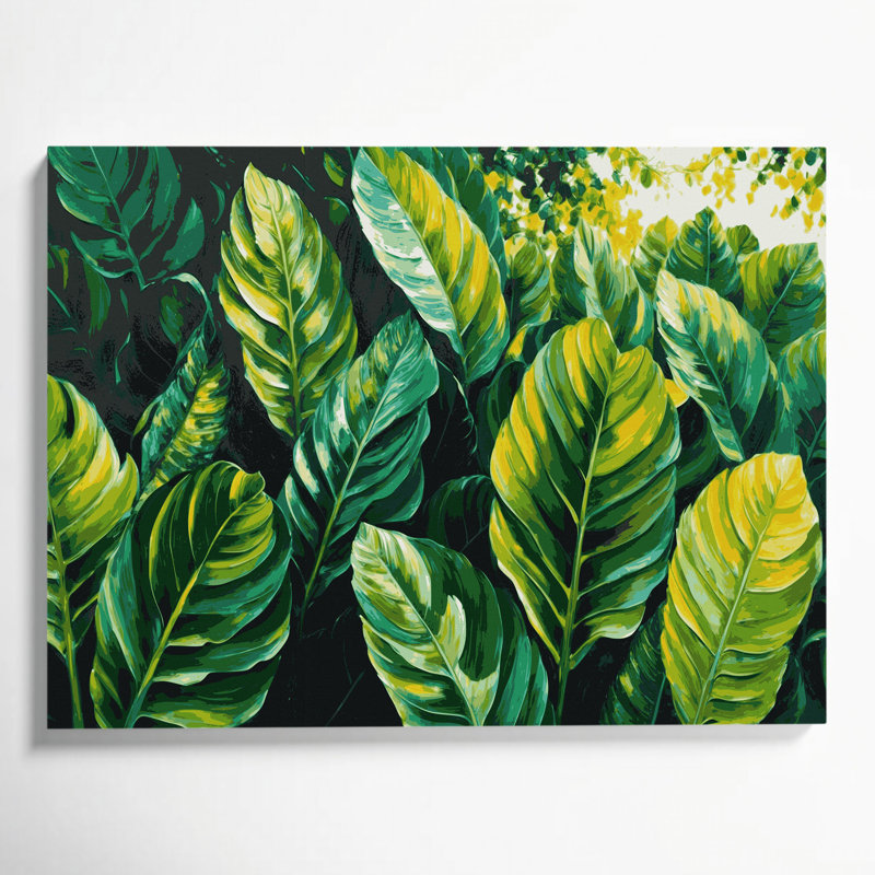 Toile hawaïenne à feuilles vertes, art mural, H 20 po x l 24 po