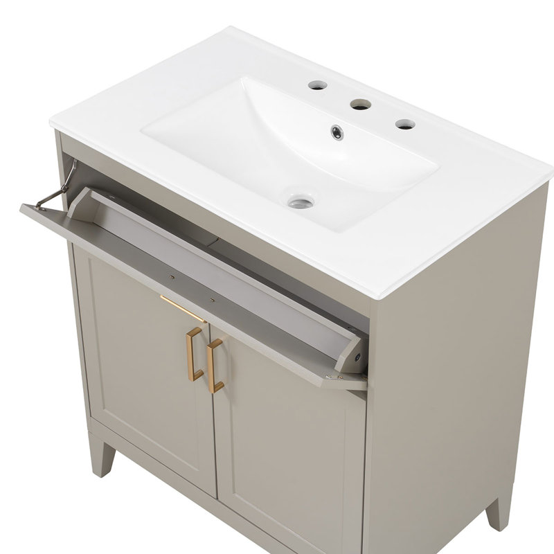 Single Bathroom Vanity with Top, Gray