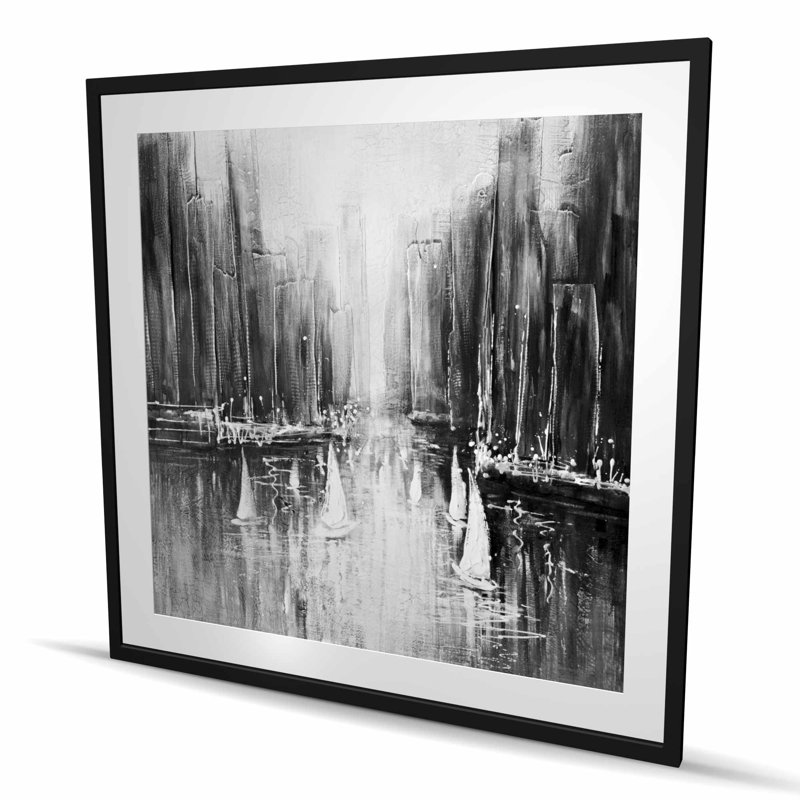 «Grayscale», reproduction encadrée, H 48 po x l 48 po, Noir