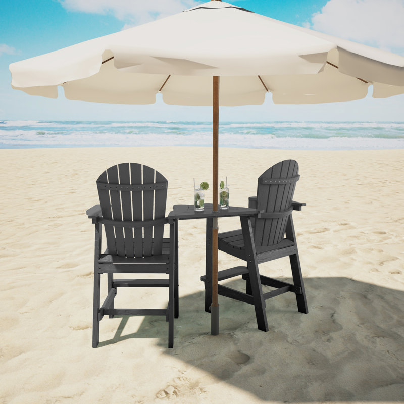 Chaise Adirondack d'extérieur en bois Bronya, Noir