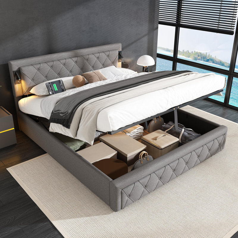Eyota Upholstered Ottoman Storage Bed, Super King (6')