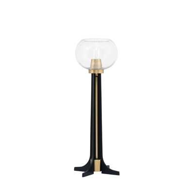 Accent Lamp, Matte Black & New Age Brass Finish, 7" Clear Bubble Glass