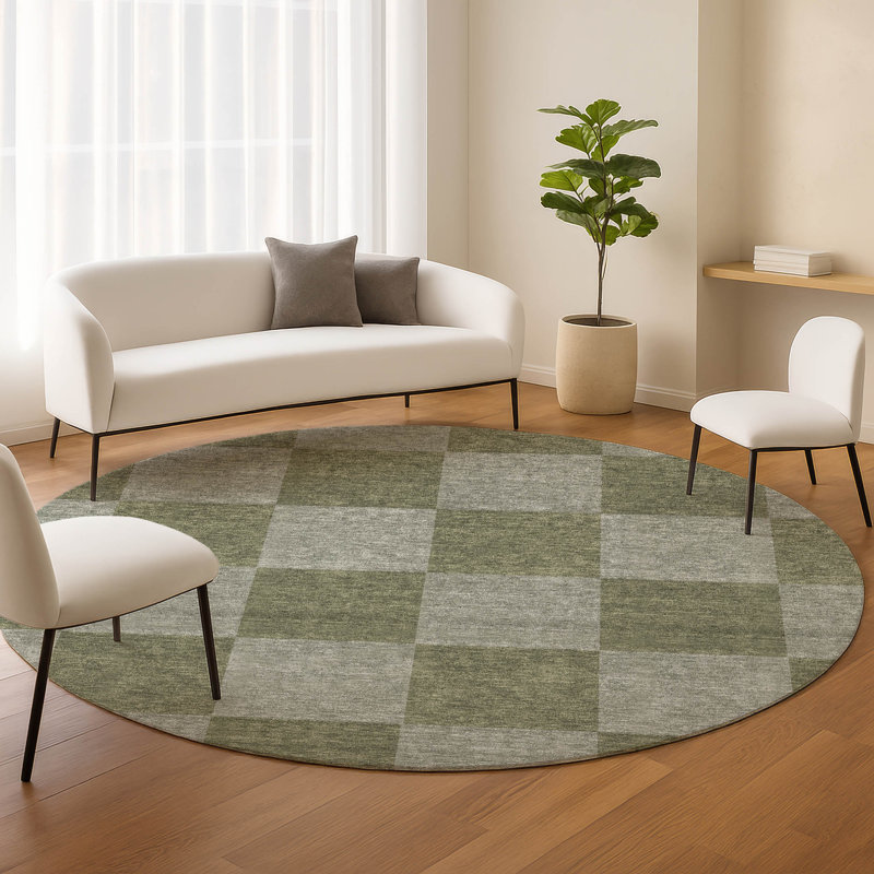 Machine Washable Indoor/Outdoor Micelotta ACN2345 Geometric Rug, Round 8'