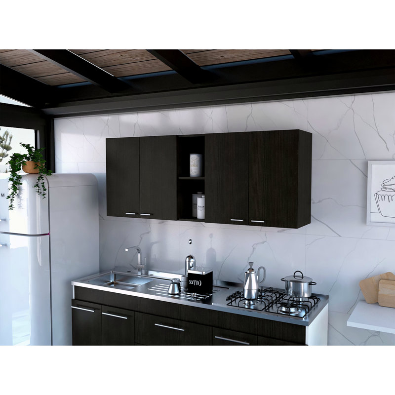 Wall Cabinet Ontario, Double Door, Black