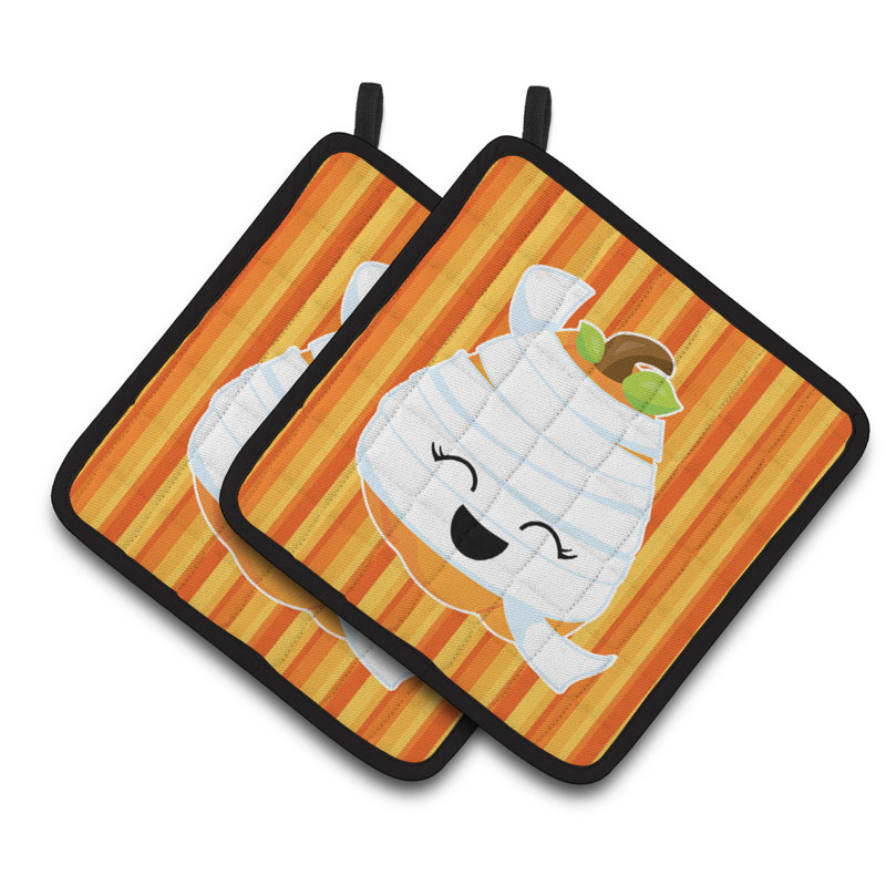 Caroline's Treasures Halloween Striped Polyester Potholder Set
