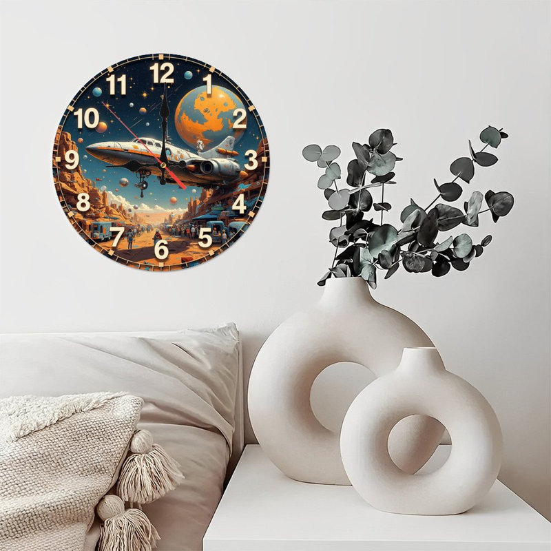 Spacecraft Desert Planet Clock Wall Decor