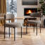 Dining Chairs Modern Teddy Fabric Upholstered Chairs with Curved Backrest and Black Metal Legs-938653894-937319350