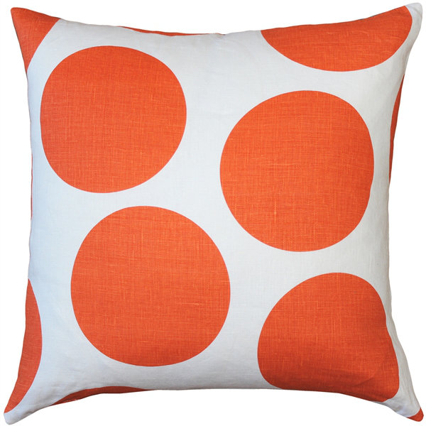 Tuscany Polka Dots Reversible Throw Pillow, Orange