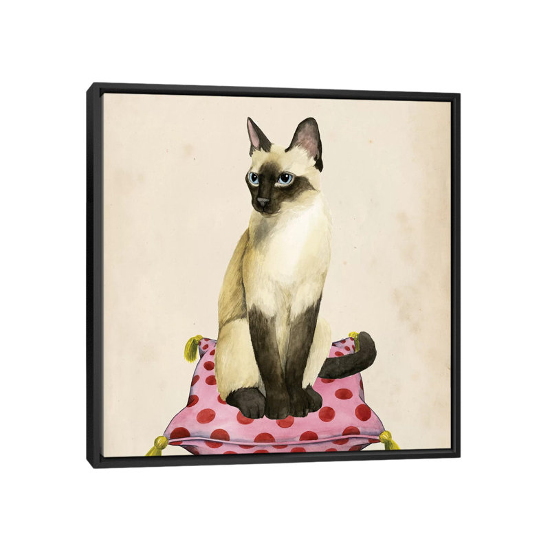 « lady cat ii », reproduction d’impression sur toile, H 18 po x l 18 po x P 1,5 po, Toile avec cadre noir, Pas de tapis