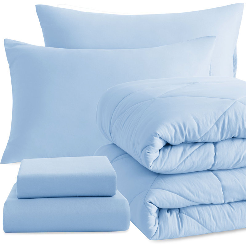 Ensemble de literie en microfibre toutes saisons 5 pièces, Bleu