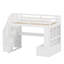 Lit mezzanine avec bureau, tablettes, tiroirs intégrés et escalier de rangement-301679284